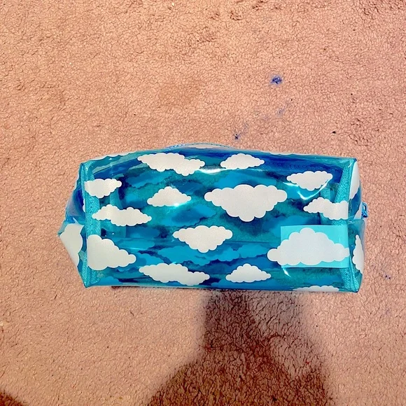 Clear blue cloud makeup bag